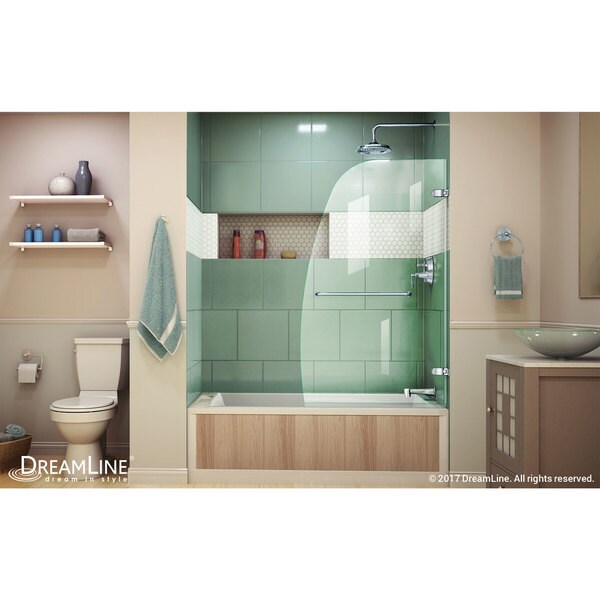 DreamLine Aqua Uno 34 in. W x 58 in. H Frameless Hinged Tub Door - 34.31" W
