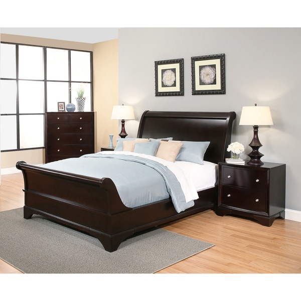 shop abbyson kingston 4-piece espresso sleigh king-size bedroom set