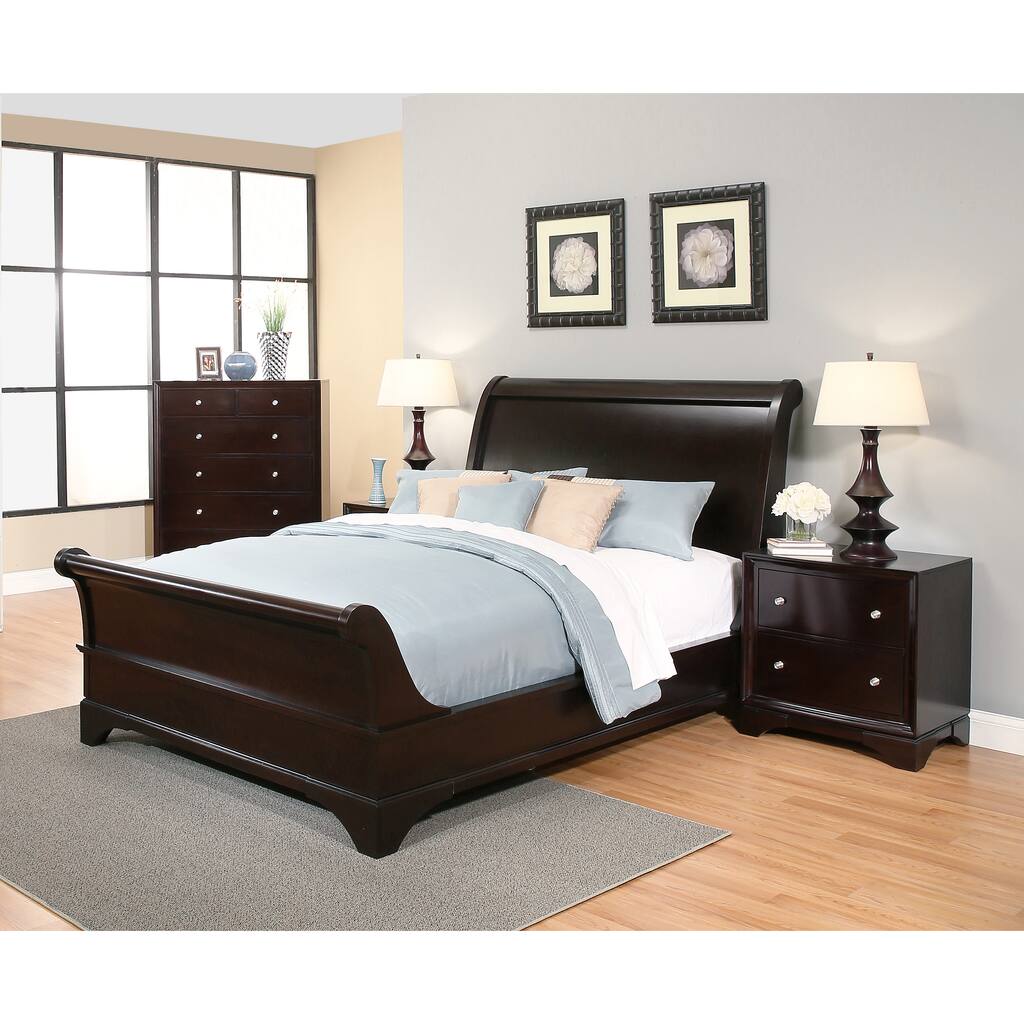 Abbyson Kingston 4-piece Espresso Sleigh King-size Bedroom Set