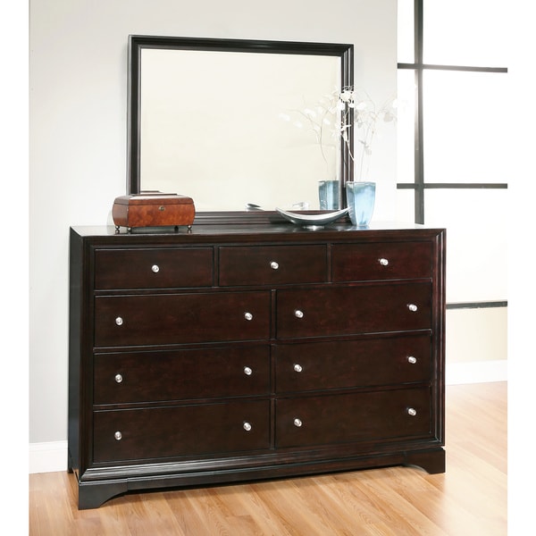 Shop Abbyson Kingston Espresso 9-drawer Dresser and Mirror Set - Free ...