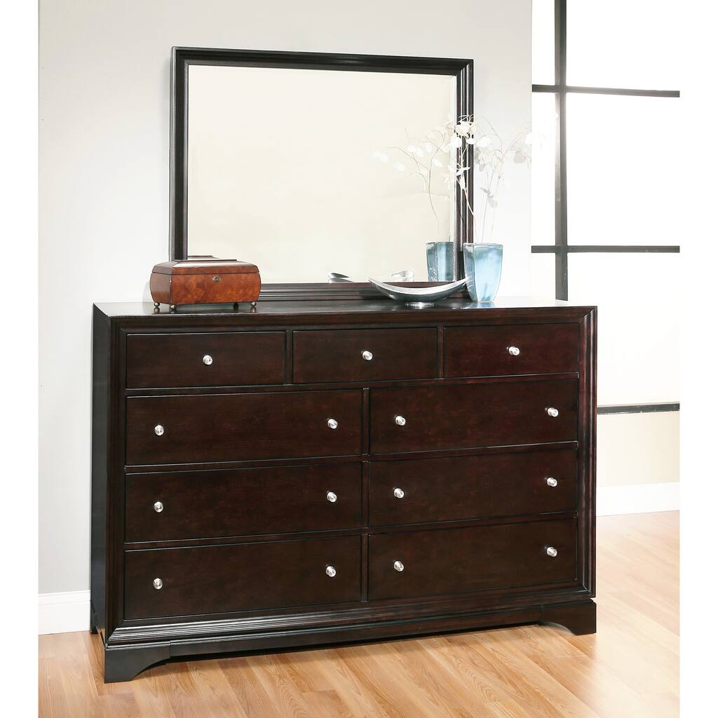 Abbyson Kingston Espresso 9-drawer Dresser and Mirror Set