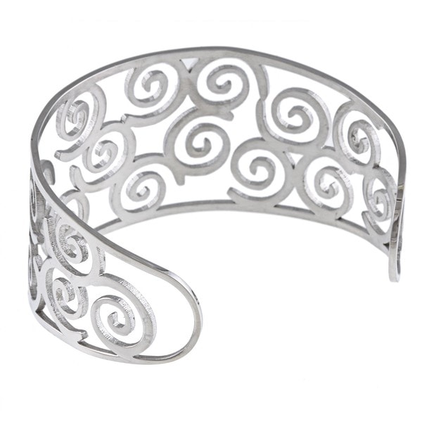 La Preciosa Stainless Steel Wide Swirl Cuff Bracelet La Preciosa Stainless Steel Bracelets