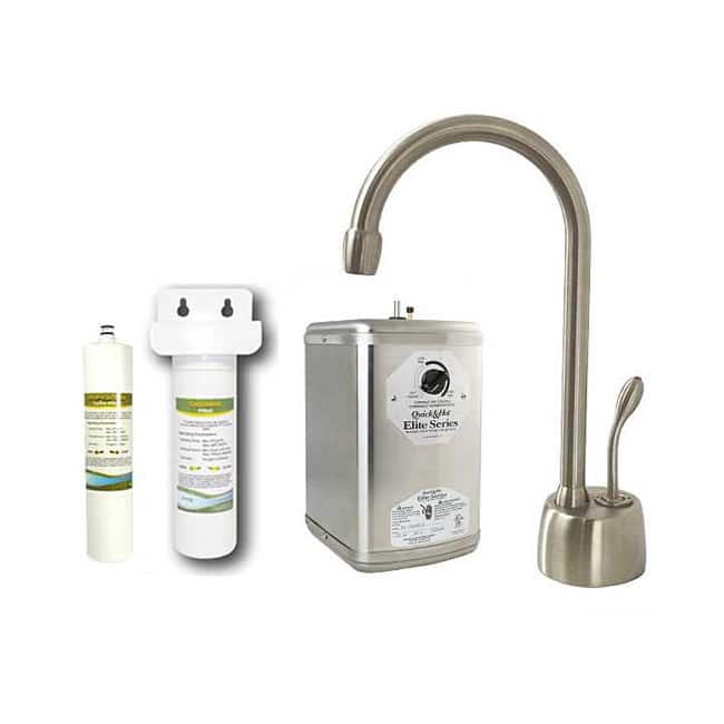 Westbrass Satin Nickel Instant Hot Water Dispenser Kitchen Faucet with Under-Counter Filter Kit