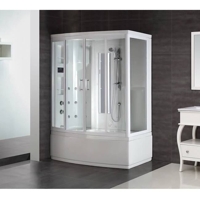 Aston White 86-inch 9-jet Steam Shower with Whirlpool Bath
