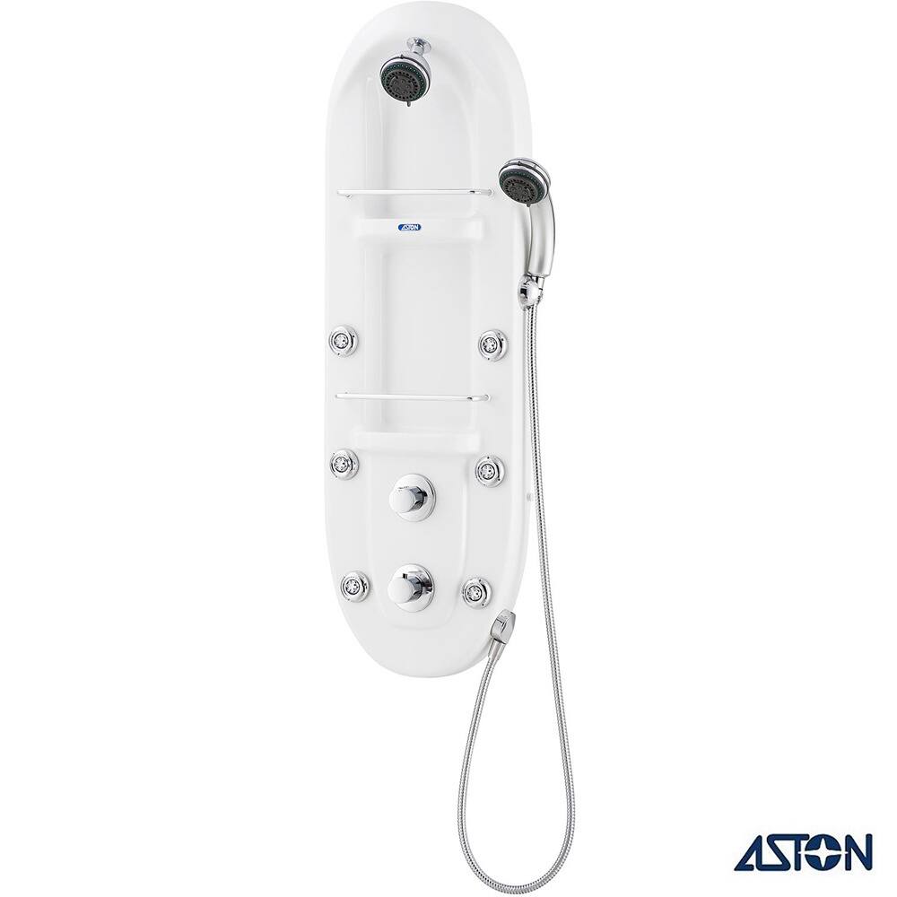 Aston 43-in Chrome & White Acrylic 6-Jet Multifunction Massaging Luxury Shower Panel Tower