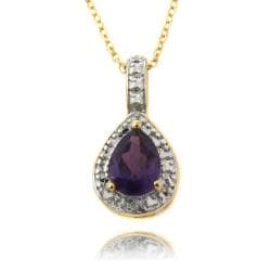 Dolce Giavonna Gold Over Silver Amethyst and Diamond Accent Necklace Dolce Giavonna Gemstone Necklaces