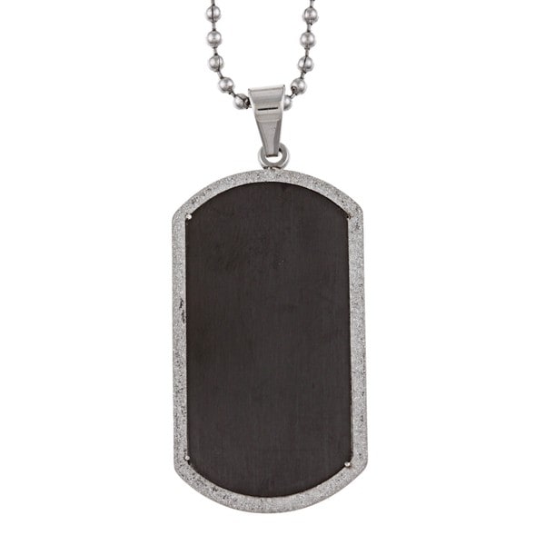 Stainless Steel Men's Diamond-cut Dog Tag Necklace
