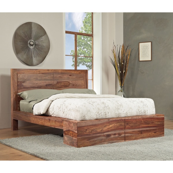 Shop Sheesham Solid Wood Full-size Panel Bed - Free ...