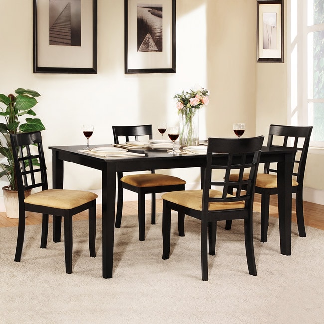 Wilma Black Window Back Cushioned 5 piece Dining Set