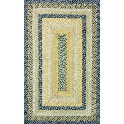 slide 1 of 3, nuLOOM Handmade Cotton Fabric Braided Blue Cottage Rug (5' x 8')