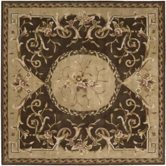 Hand tufted Transitions Brown Wool Rug (7 Square)