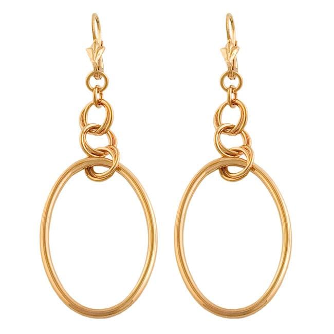 Rose Goldplated Sterling Silver Oval Dangle Earrings Fremada Gold Earrings