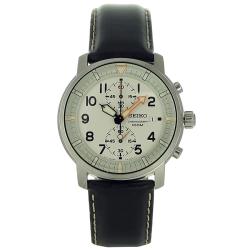 seiko chronograph leather strap watch