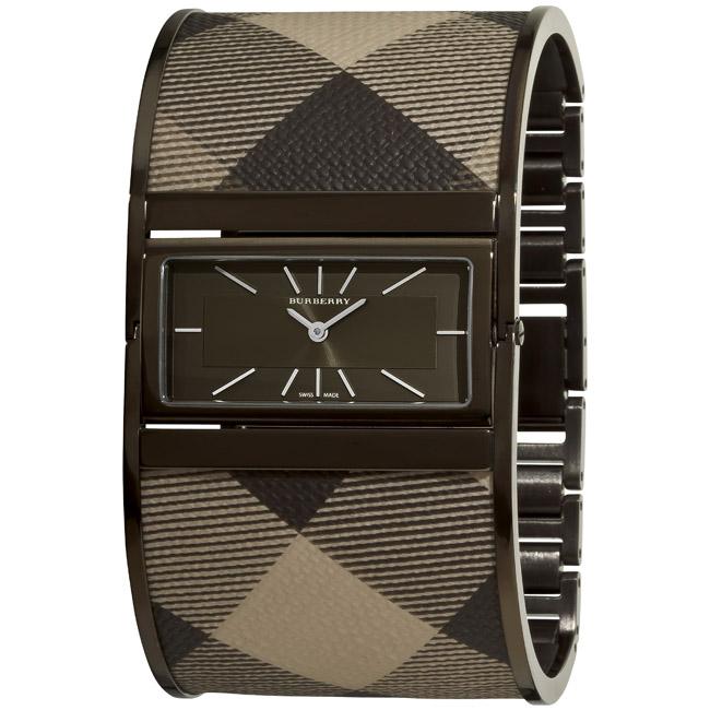 Burberry Women's Large 'Reversible' Smoked Check Fabric Bangle Watch