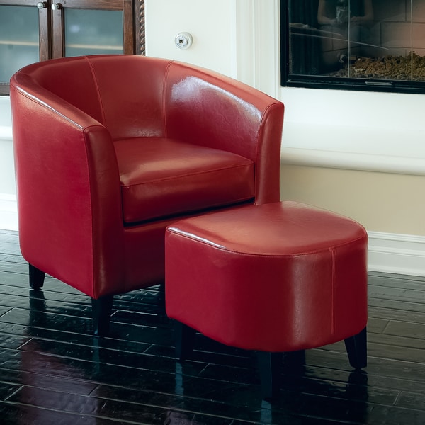 Shop Preston Red Club Chair and Ottoman Combo by Christopher Knight