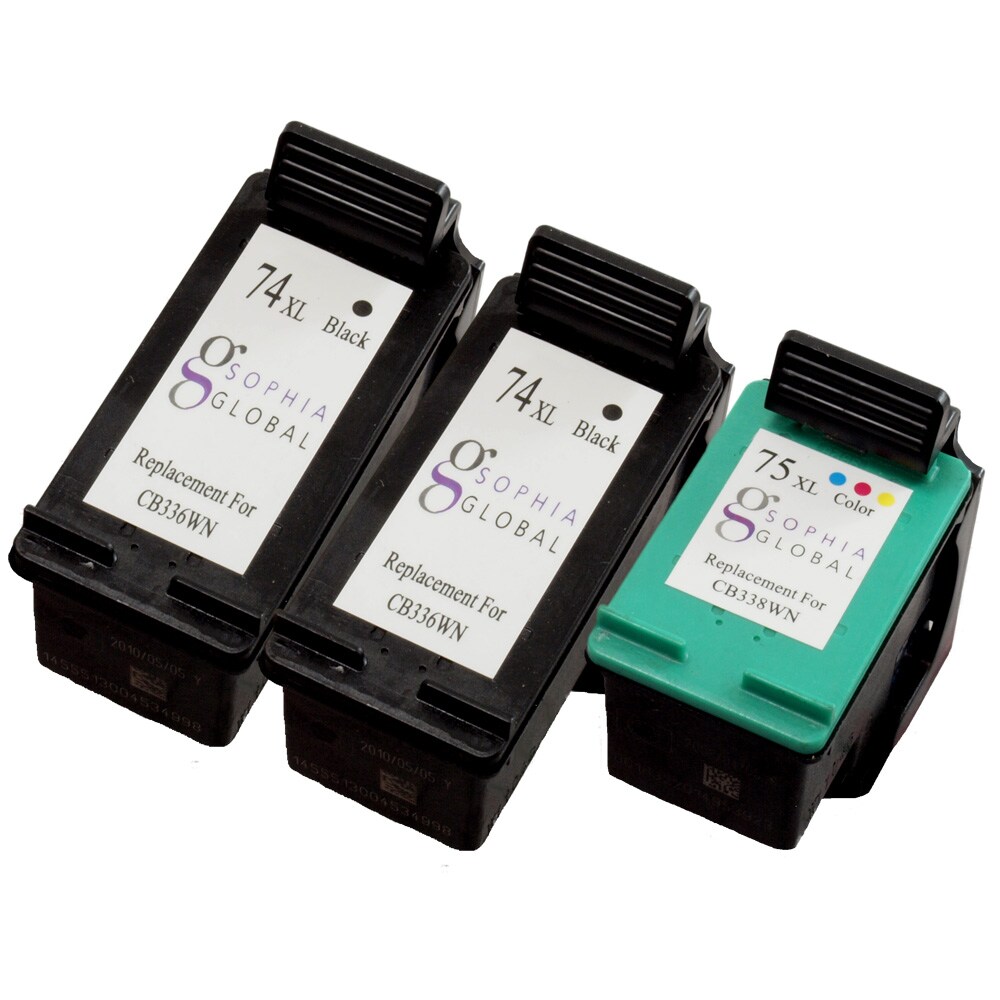 Sophia Global HP 74XL Black and HP 75XL Color Ink Cartridge (Remanufactured)