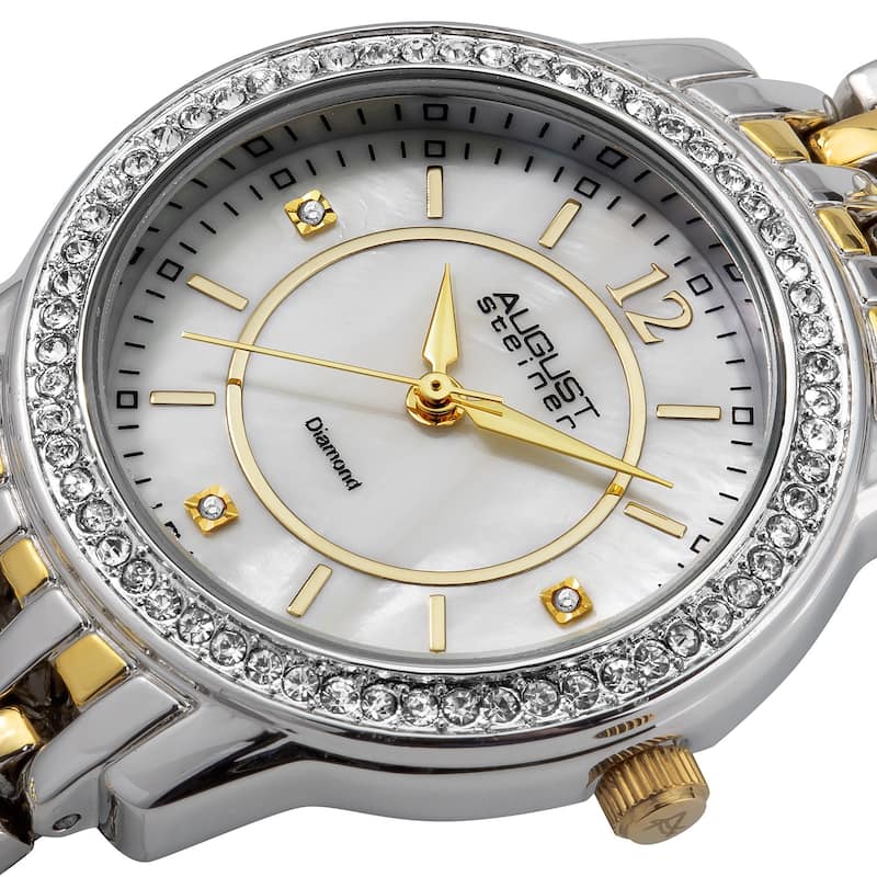 August Steiner Women's Dazzling Diamond Two-Tone Bracelet Watch with Dial