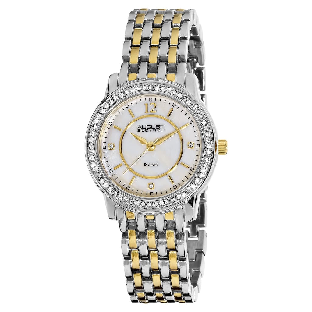 August Steiner Women's Dazzling Diamond Two-Tone Bracelet Watch with Dial