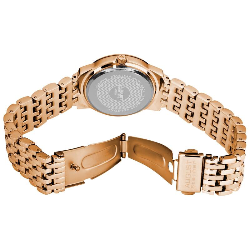 August Steiner Women's Water-Resistant Dazzling Diamond Rose-Tone Bracelet Watch