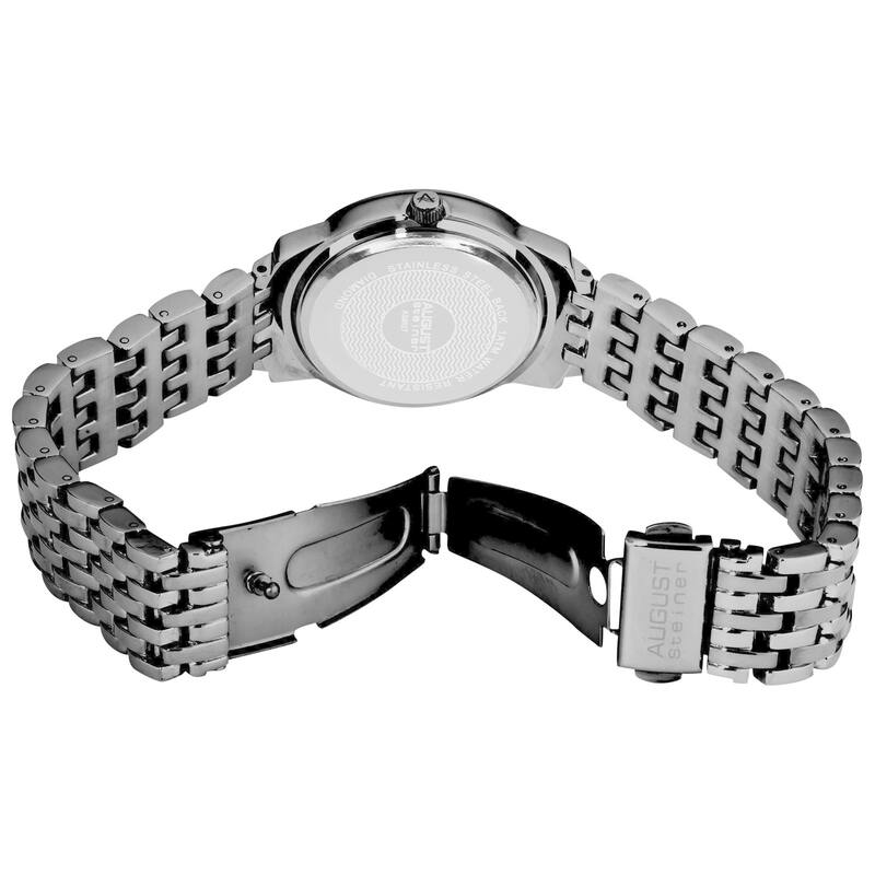 August Steiner Women's Swiss-Quartz Dazzling Diamond Black Bracelet Watch
