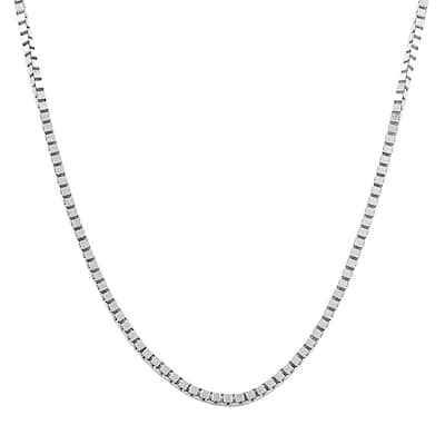Fremada Rhodium Plated Sterling Silver 1 mm Adjustable Box Chain Necklace