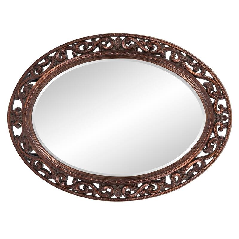Allan Andrews Copper Grove Grizzly Ridge Antique Bronze Scrollwork Oval Wall Mirror - A/N