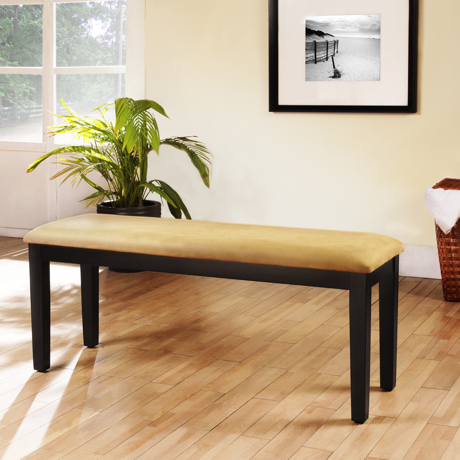 Wilmington Black Microfiber Cushioned 48 inch Bench