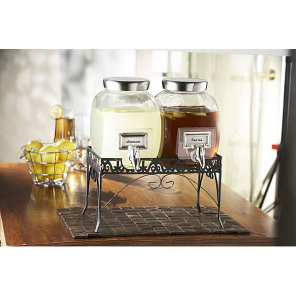 Twine Living Modern Manor Wood & Glass Drink Dispenser