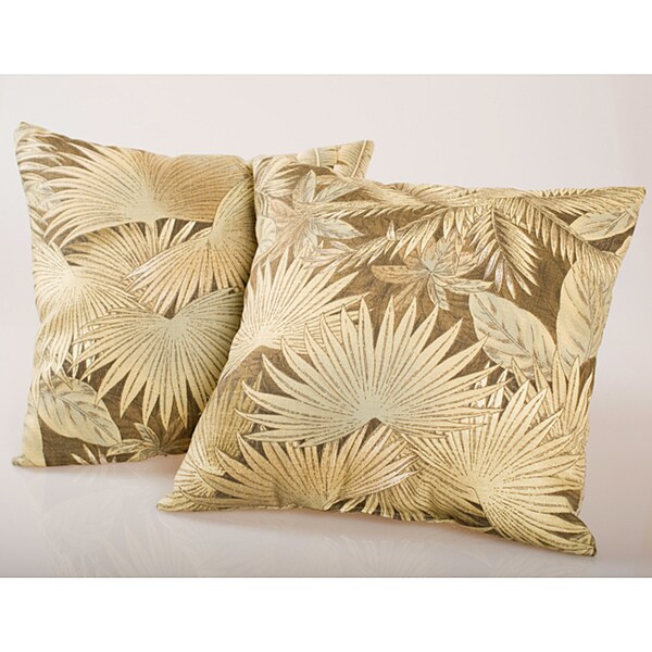 Shop Brown Tropical Floral Outdoor Decorative Pillows (Set of 2) Free