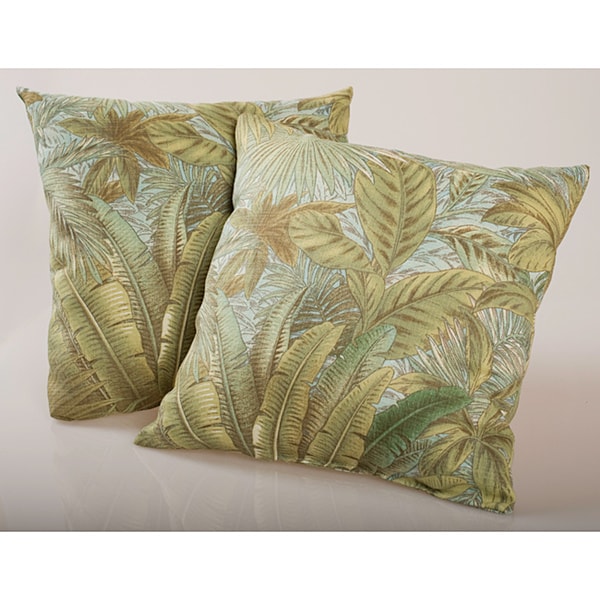 Shop Blue Tropical Foliage Outdoor Decorative Pillows (Set of 2) Free Shipping On Orders Over