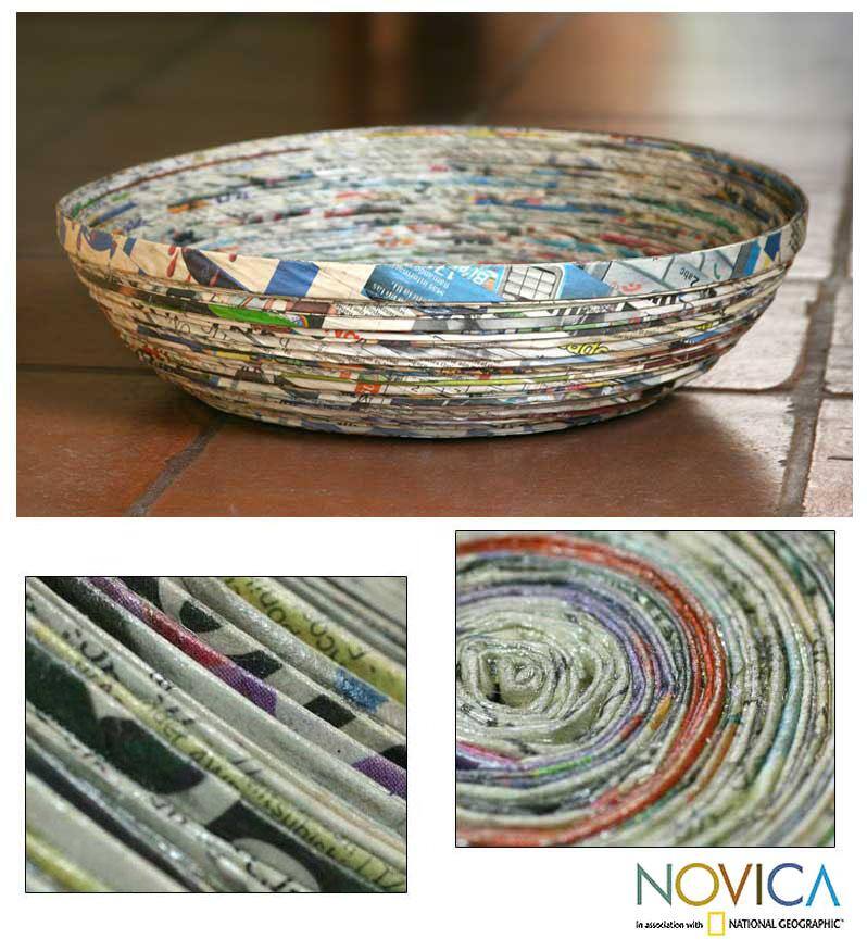Handmade Recycled Paper 'Vortex' Decorative Bowl (Guatemala)