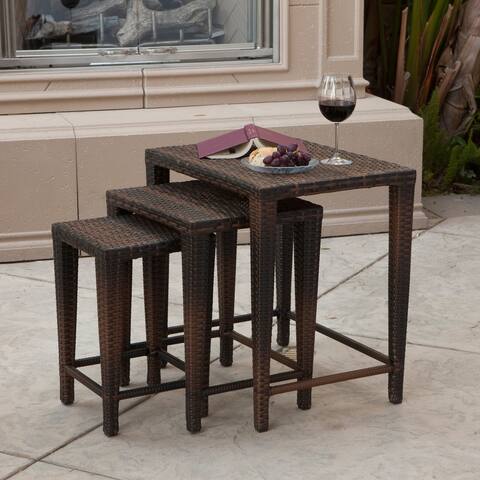 Outdoor Wicker Nested Tables by Christopher Knight Home (Set of 3)