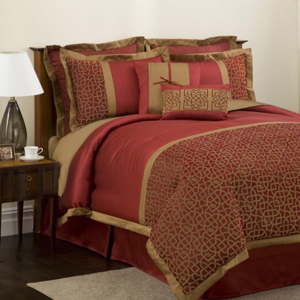 Lush Decor Red/ Gold Geometrica Gala 8-piece Comforter Set - Overstock ...