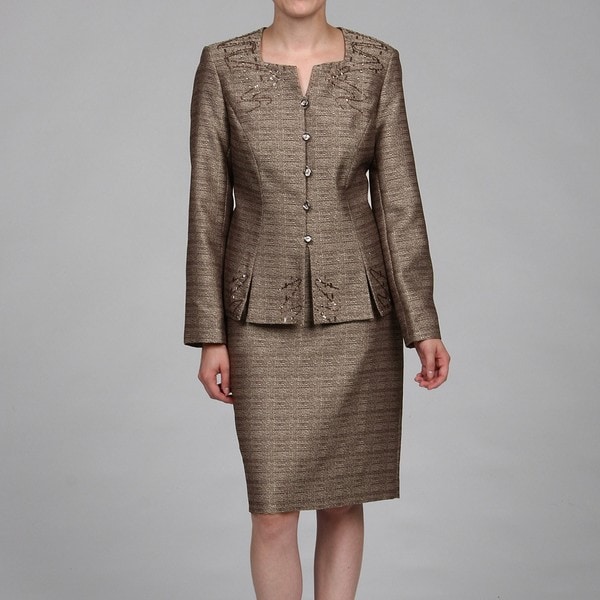 John Meyer Collection Women's Embellished Skirt Suit - Overstock ...