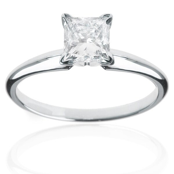 Montebello 14k Gold 1ct TDW Princess Diamond Solitaire Engagement Ring