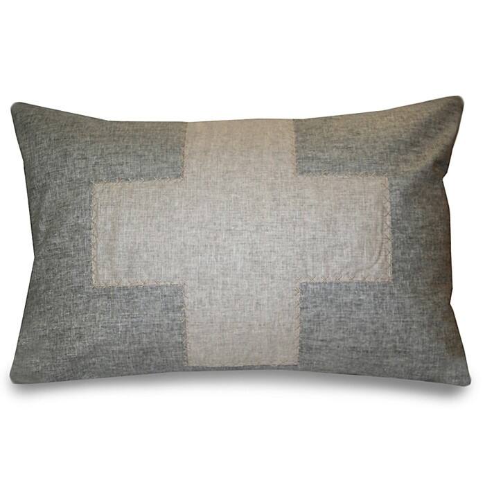 Cross Applique Stitched Decorative Pillow