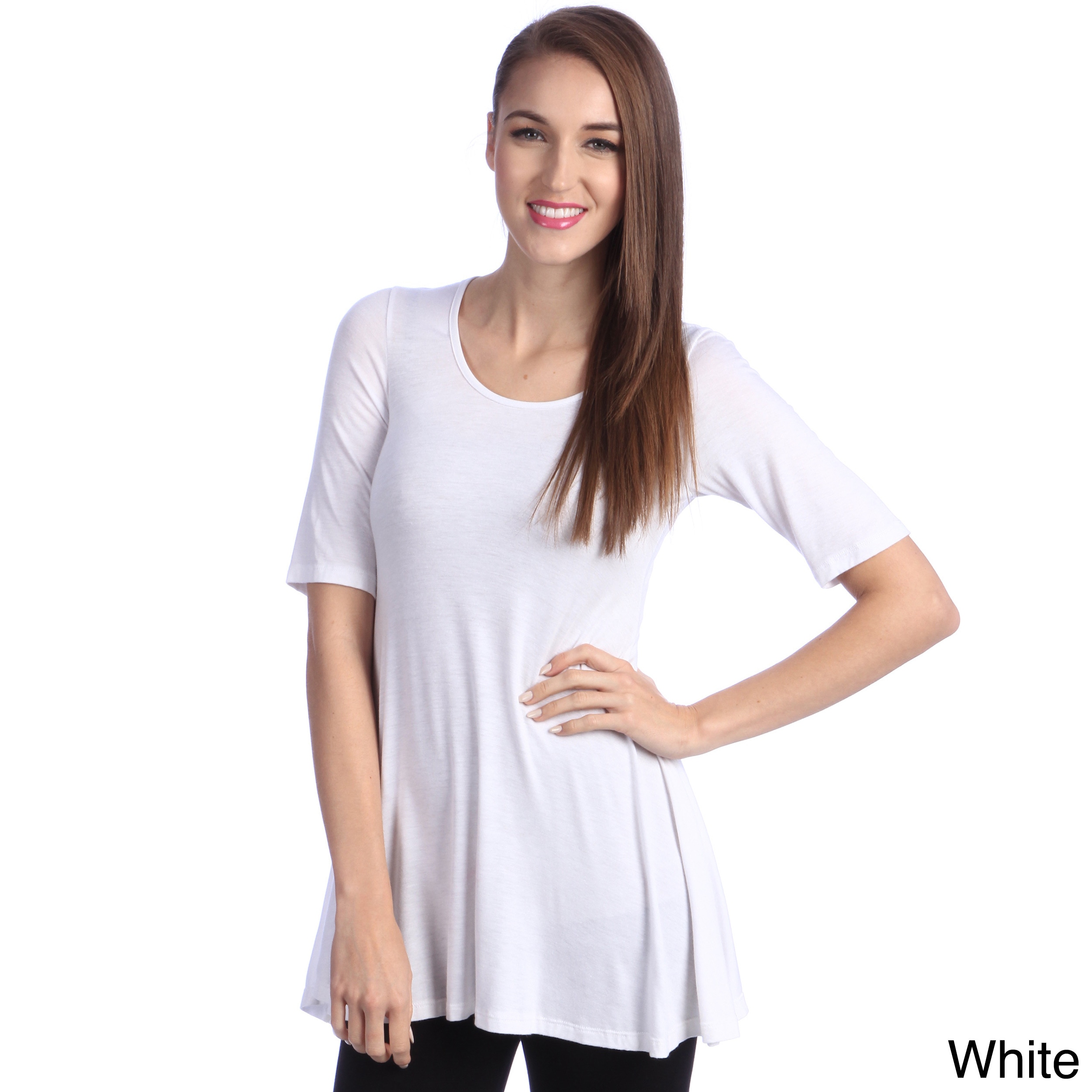 24/7 Comfort Apparel 24/7 Comfort Apparel Womens 3/4 sleeve Tunic White Size S (4  6)