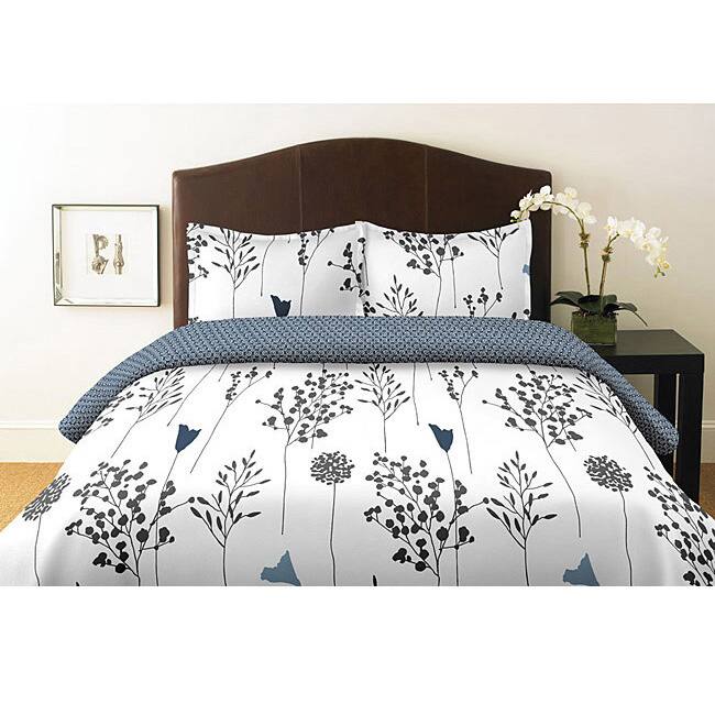 Perry Ellis Asian Lilly White Twin-size 2-piece Duvet Cover Set