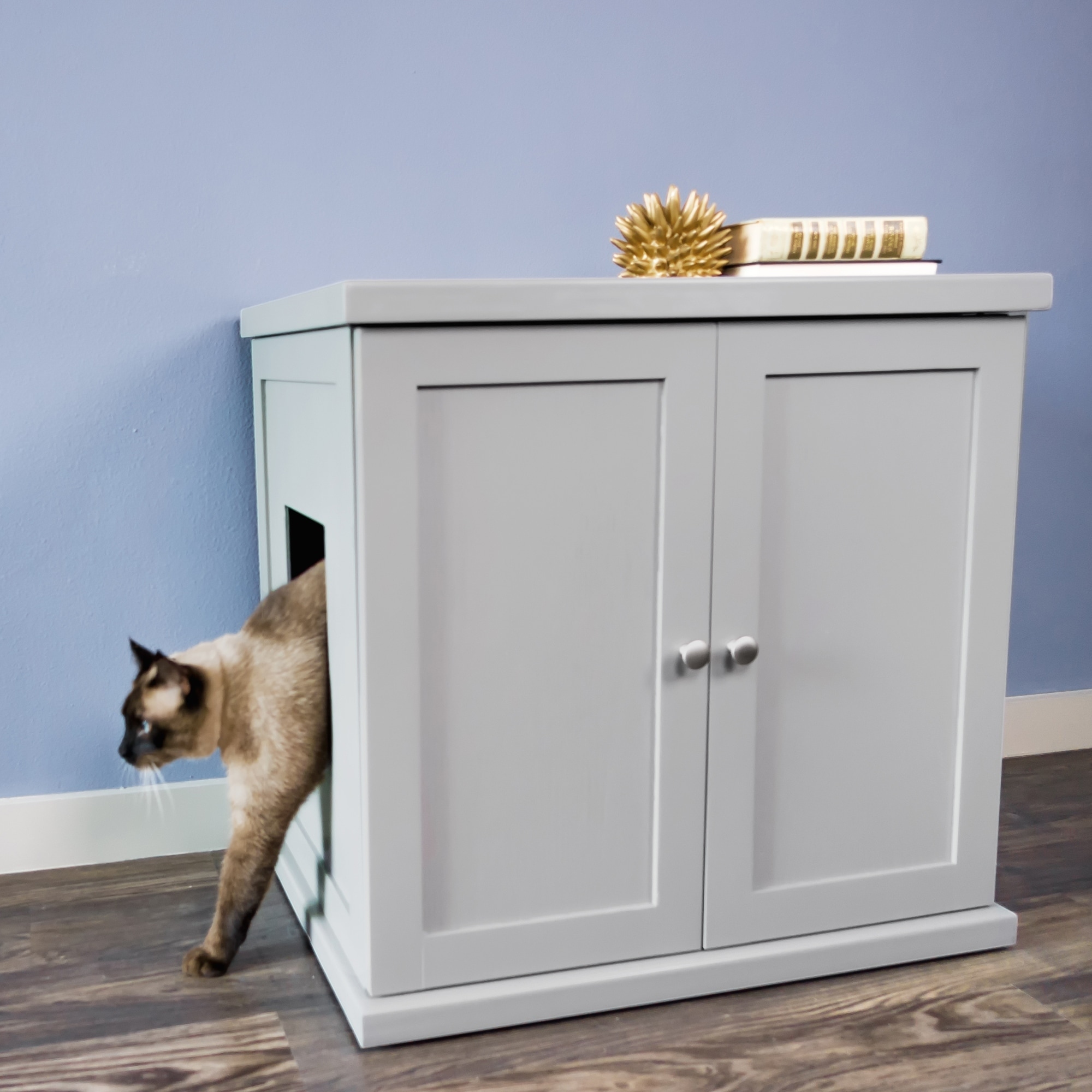 Shop The Refined Feline S Enclosed Litter Box Wooden End Table