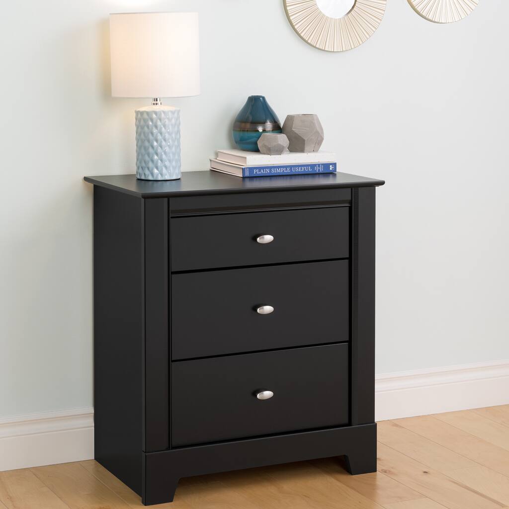 Nicola Black 3-drawer Nightstand