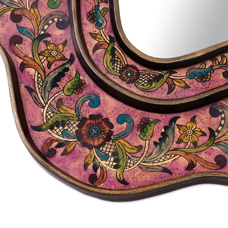 Handmade Romance Flowers and Birds Accent Mirror (Peru)