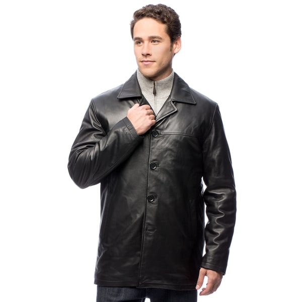 United Face Men's Lambskin Leather Car Coat - 13792032 - Overstock ...