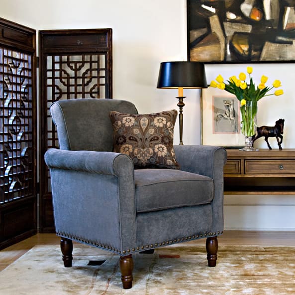 Handy Living Harlow Twillo Bluestone Accent Arm Chair - Blue