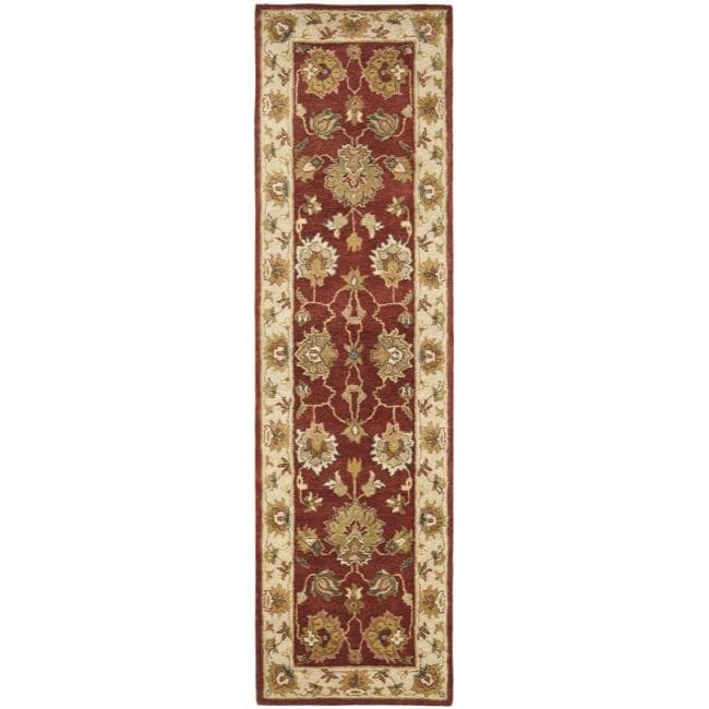 Handmade Oushak Rust/ Ivory Hand spun Wool Rug (23 X 12)