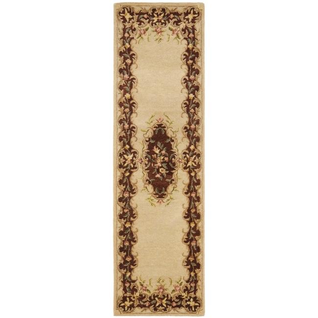 Safavieh Handmade French Bouquet Ivory/ Rust Hand-spun Wool Rug - 2'3" x 8'