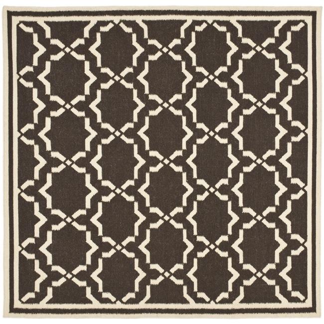 Safavieh Hand woven Moroccan Dhurrie Chocolate/ Ivory Wool Rug (8 Square)