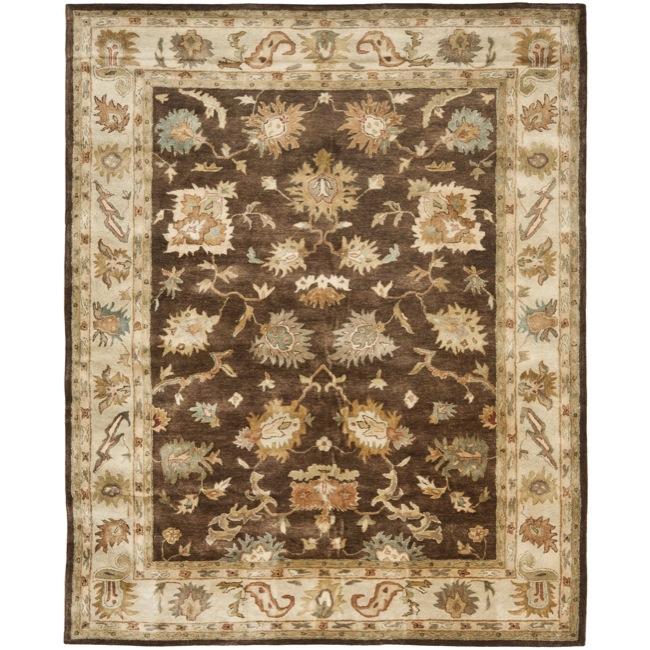 Handmade Zeigler Brown/ Ivory Hand spun Wool Rug (8 X 10)