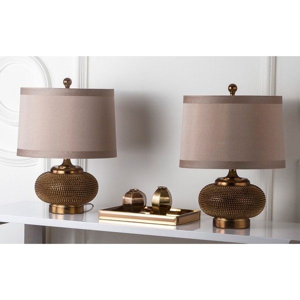 Safavieh Lighting 19-inch Gold Beaded Table Lamp (Set of 2)