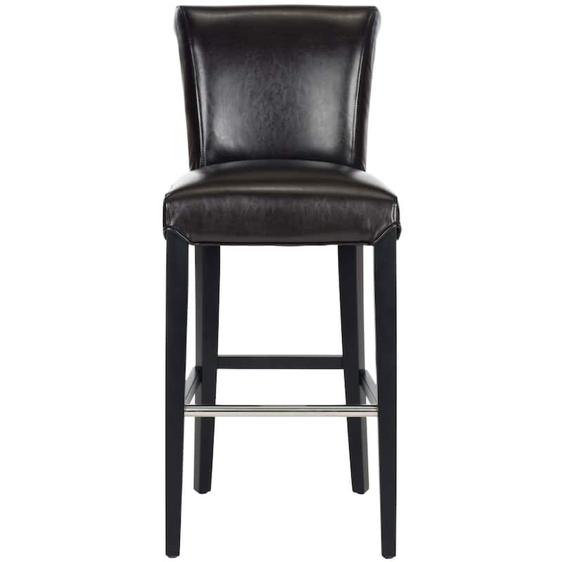 SAFAVIEH Betheny Brown Leather 29-inch Bar Stool - 18.7" x 23.2" x 43.5" - Bar Height - Single
