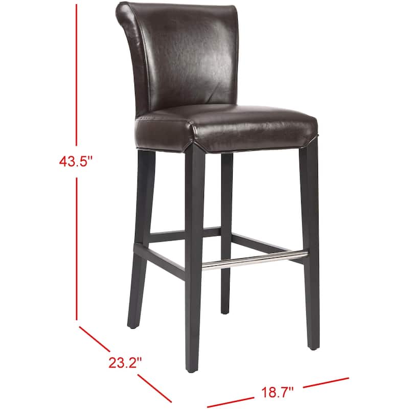 SAFAVIEH Betheny Brown Leather 29-inch Bar Stool - 18.7" x 23.2" x 43.5"